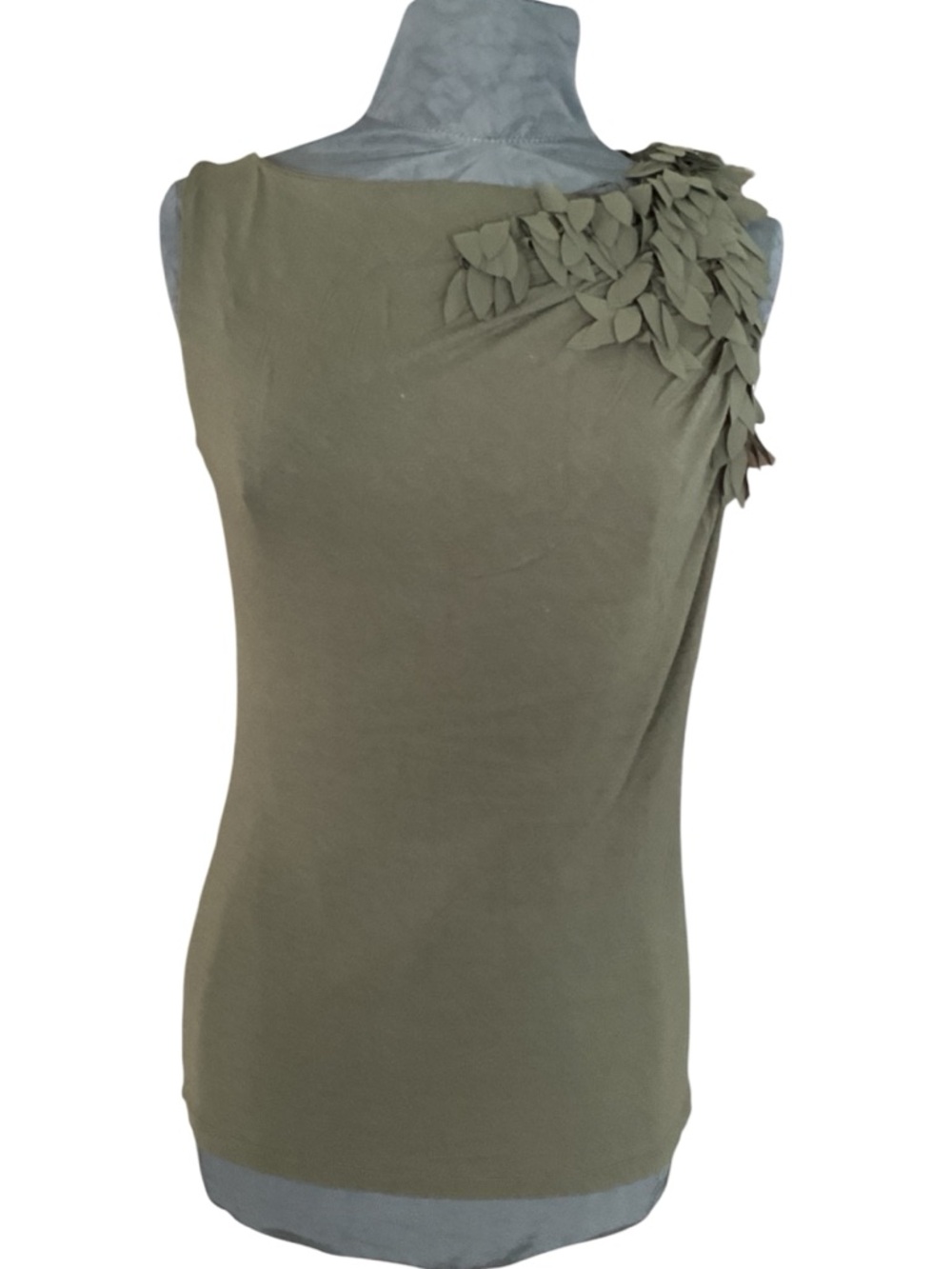 Anne Klein Sleeveless Olive Leaf-Accent Women's Top, Size M